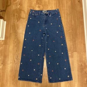 Madewell wide-leg crop embroidered jeans